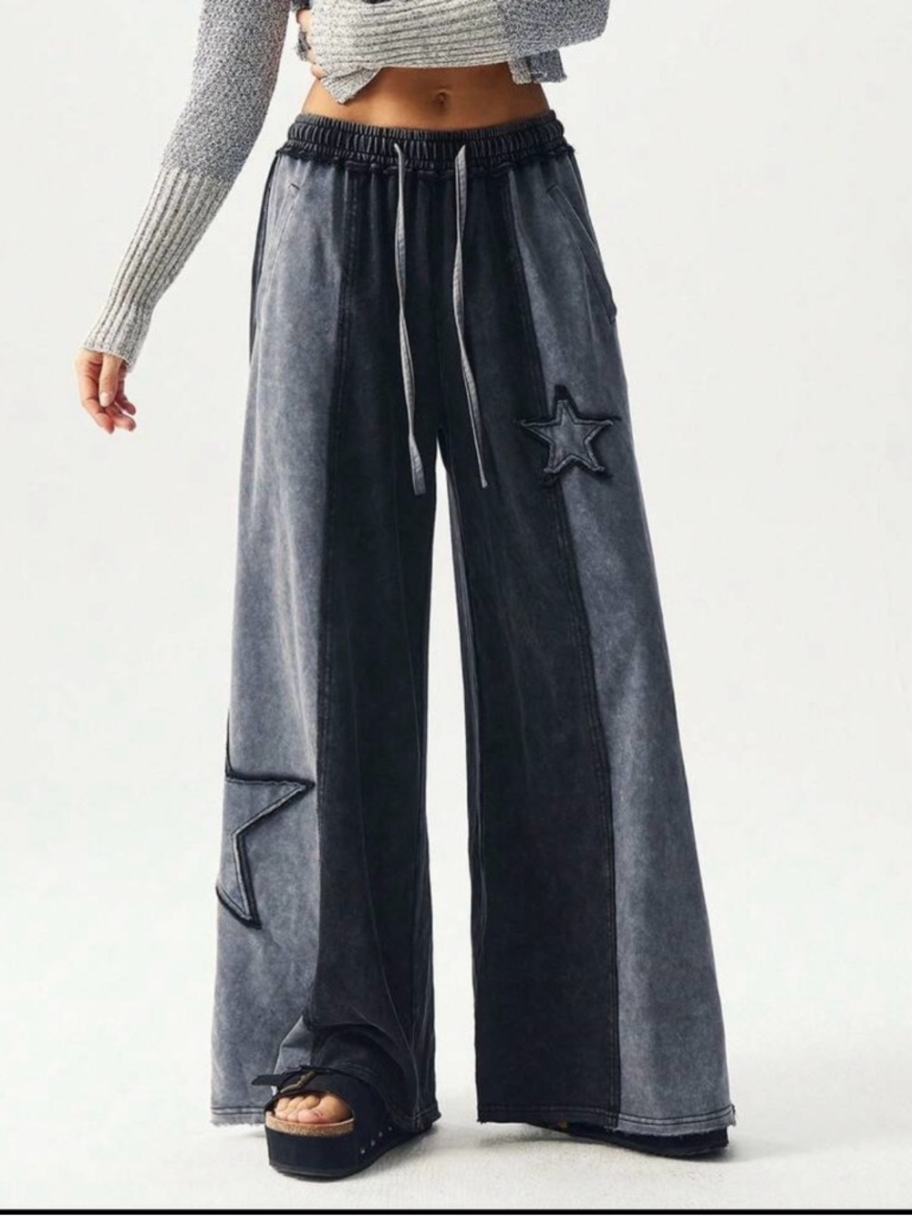 Wide leg embroidered pant xl